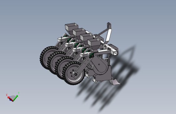 J324-4排窝眼式播种机三维设计solidworks模型+CAD图纸