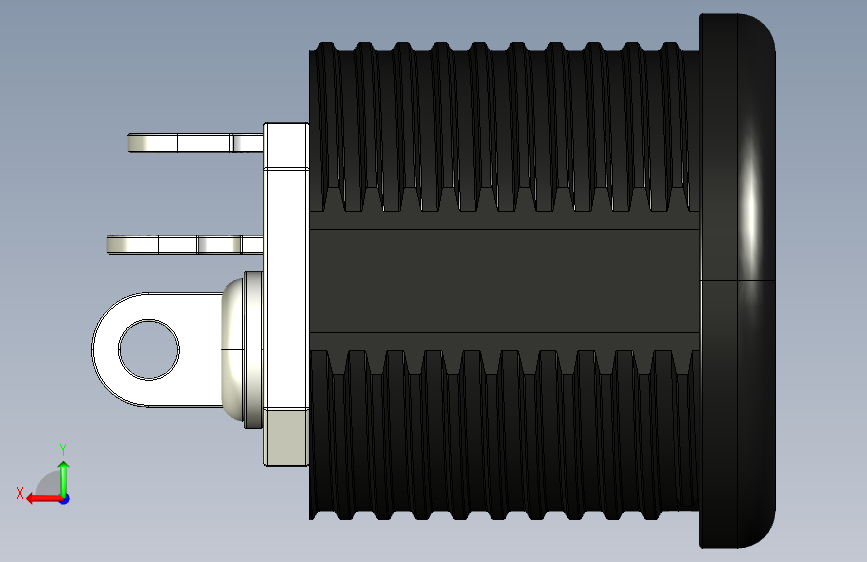 2.1mm 电源插孔插座 背面视图