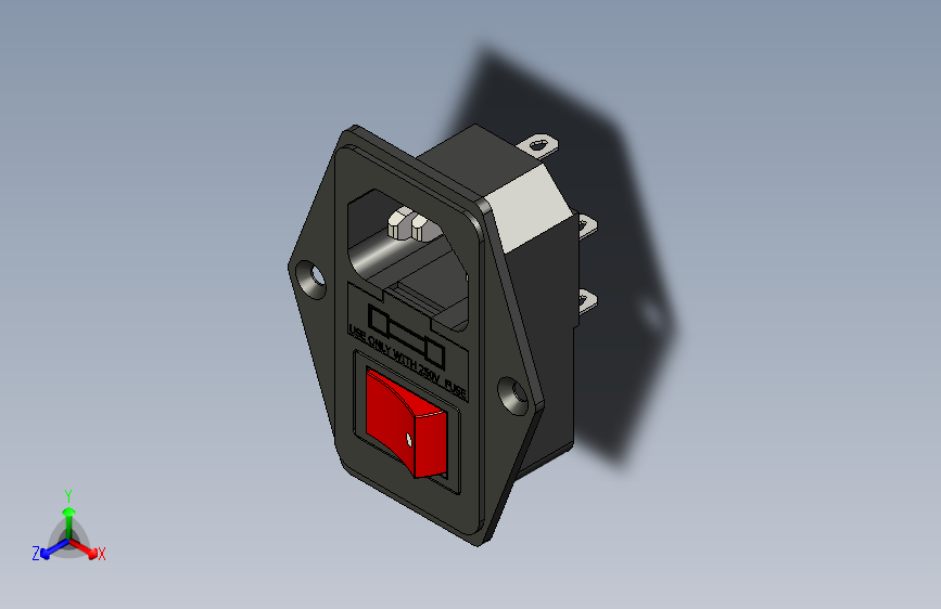IEC320 C14 进口模块插头保险丝开关公插座 10A 250V