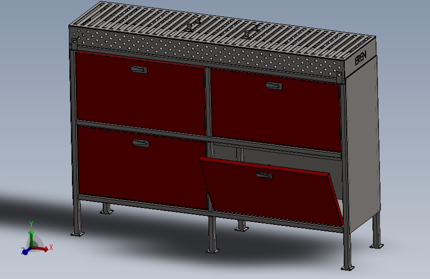 大型带柜式烤炉3D数模图纸 Solidworks设计