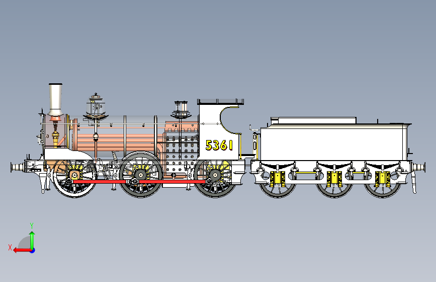 Model steam locomotive GER y14 背面视图
