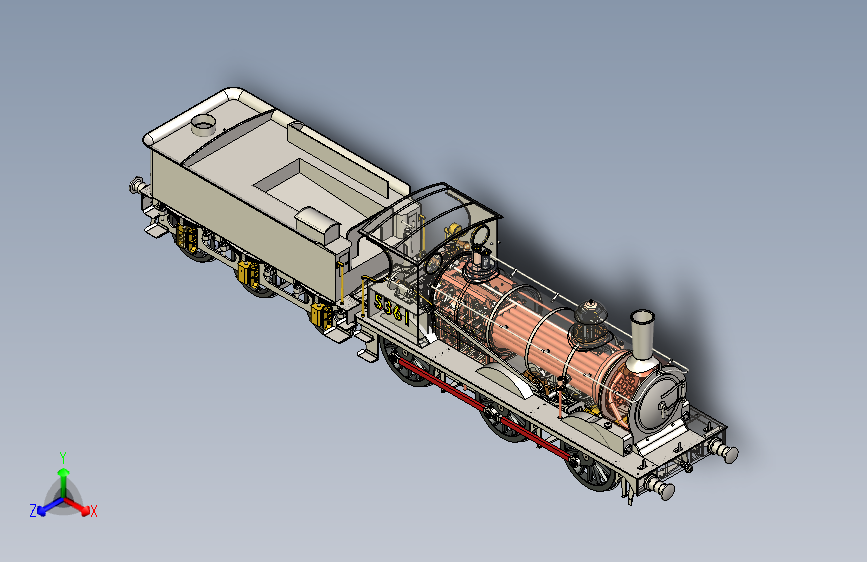Model steam locomotive GER y14 主视图