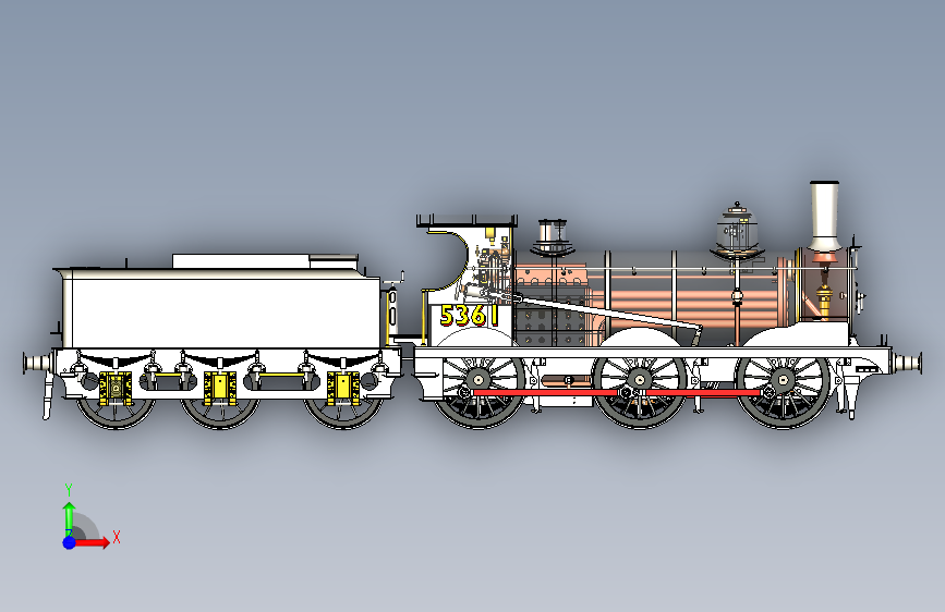 Model steam locomotive GER y14 正面视图