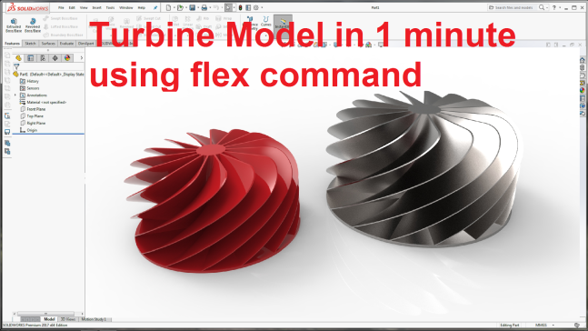 使用Flex命令在SolidWorks中1分钟内完成涡轮机设计
