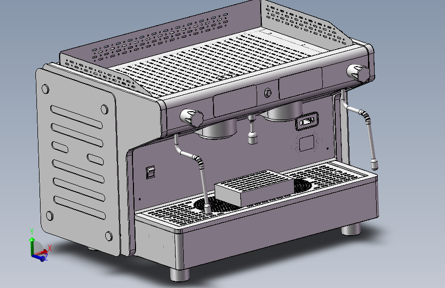 双头半自动咖啡机 3D模型