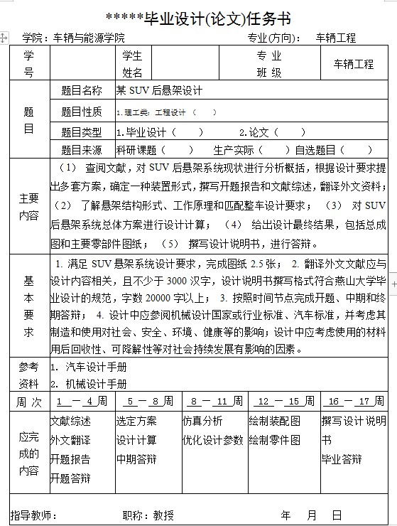 哈弗H6越野车双横臂独立后悬架设计