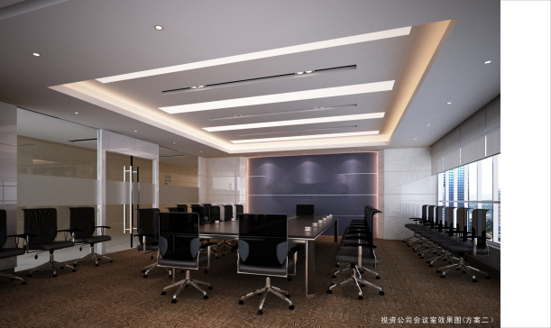 [广东]现代投资公司办公室室内装修施工图（含完整方案和效果图推荐！）