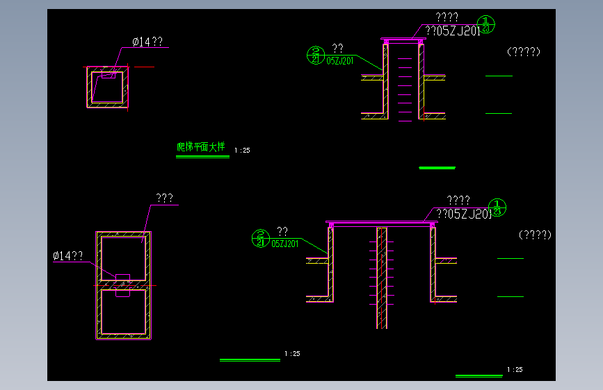 03爬梯详图CAD图纸8个