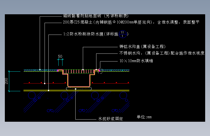009-配膳室地坪及截水沟详图