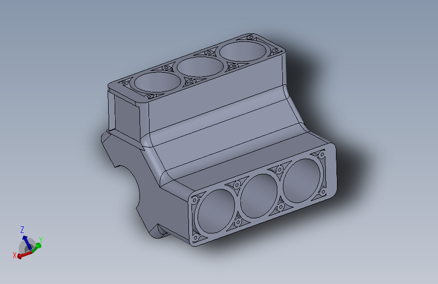 发动机缸盖3D模型 _ SolidWorks 2024