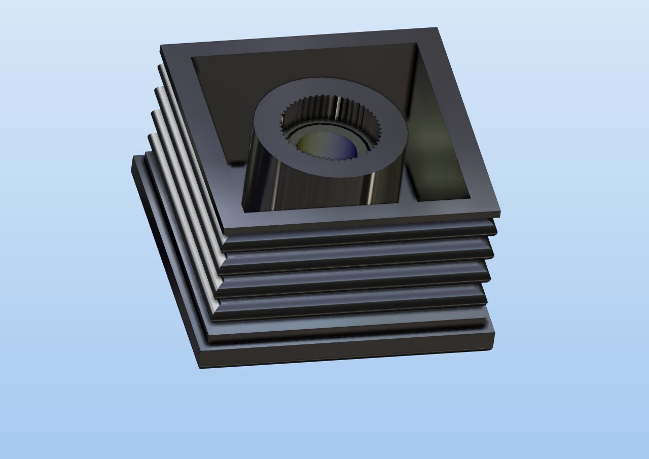 用于50 x 50 x 1.5的可调底座和箱形截面螺纹嵌件,带M10 x 200 mm螺杆、塑料底座中的花键螺纹嵌件和方形嵌件凸台