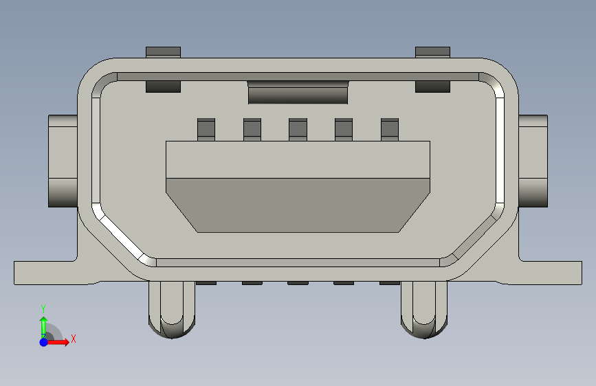 面对面的MINI USB连接器。 正面视图