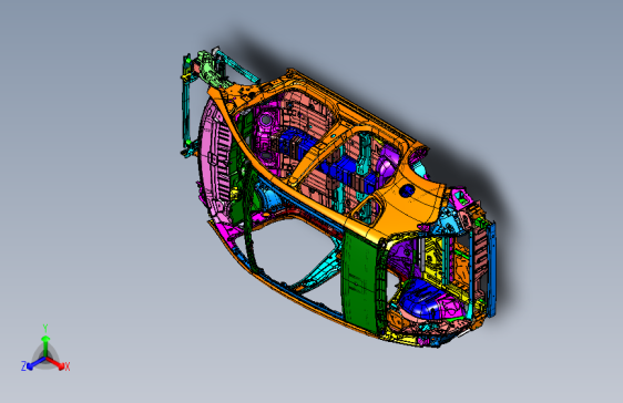标致308汽车白车身3D三维模型图纸