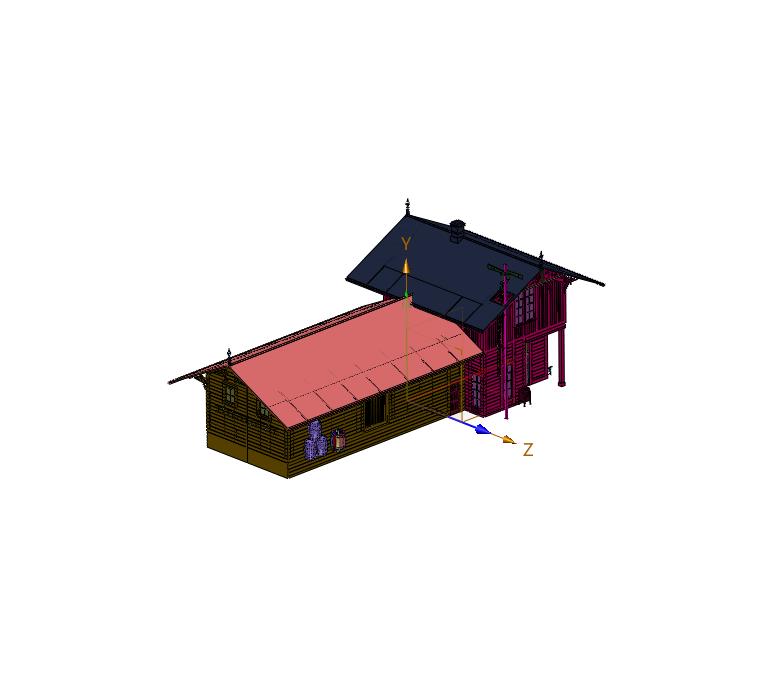 大型公共建筑老式车站模型