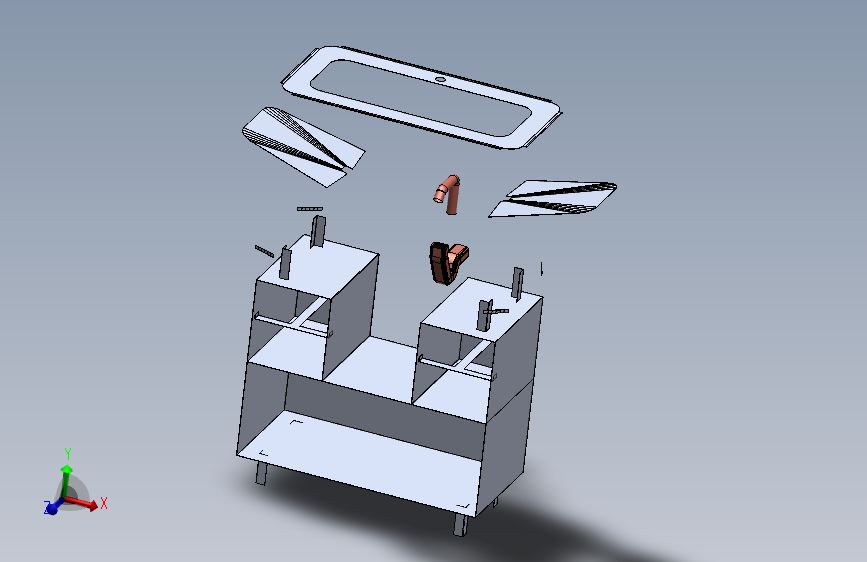Solidworks模型的铆接浴室家具。