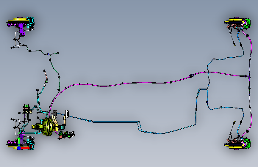 长城哈弗H8汽车制动系统Catia三维模型图纸