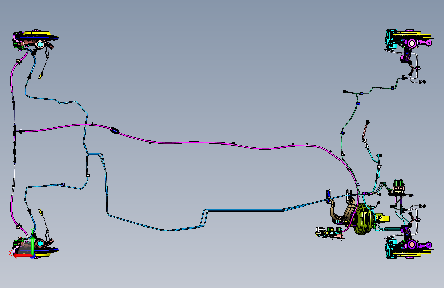 长城哈弗H8汽车制动系统Catia三维模型图纸