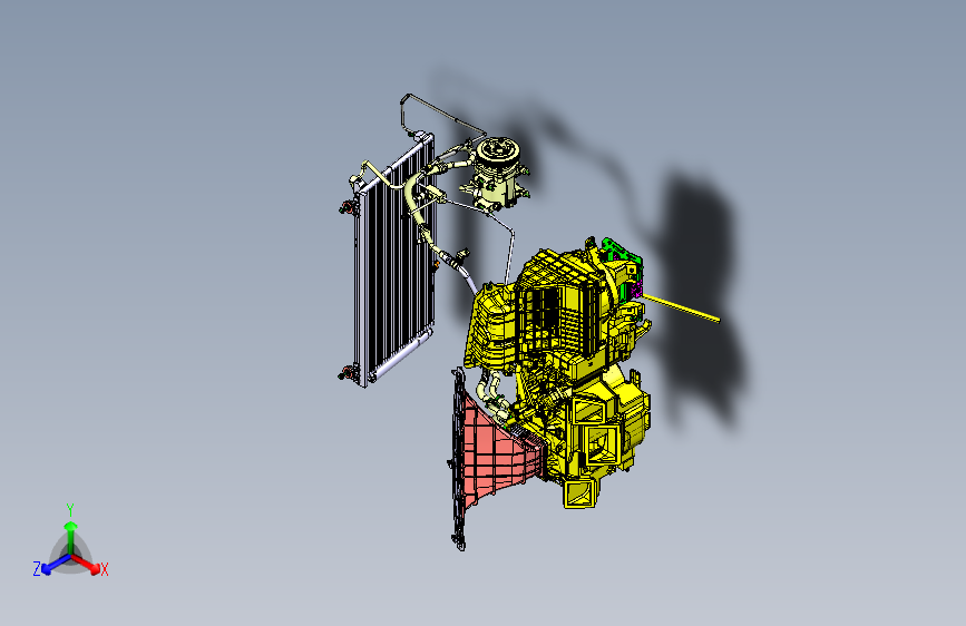 长城M4汽车空调系统Catia三维模型图纸