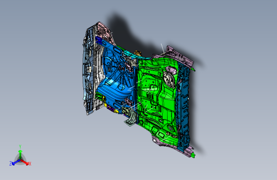 丰田普锐斯汽车Rear Underbody AsyCatia三维设计模型图纸