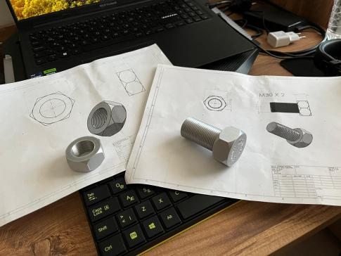 M30X2 螺栓、螺母组件和3D打印机