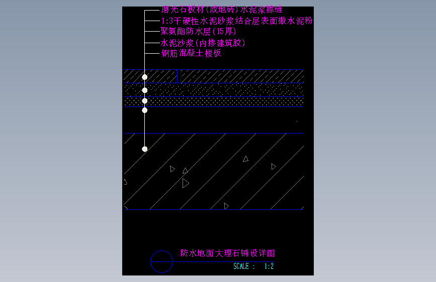 防水地面大理石铺设详图-室内设计节点