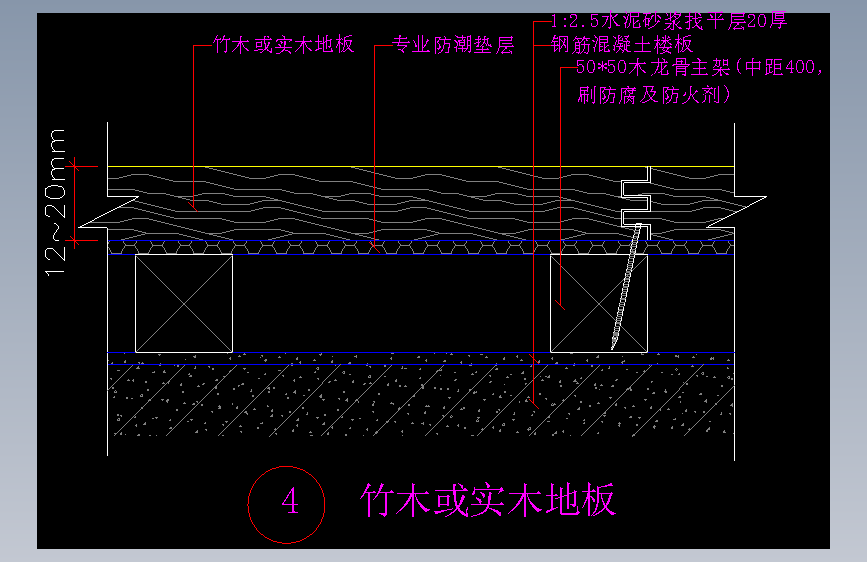 竹木或实木地板-室内设计节点