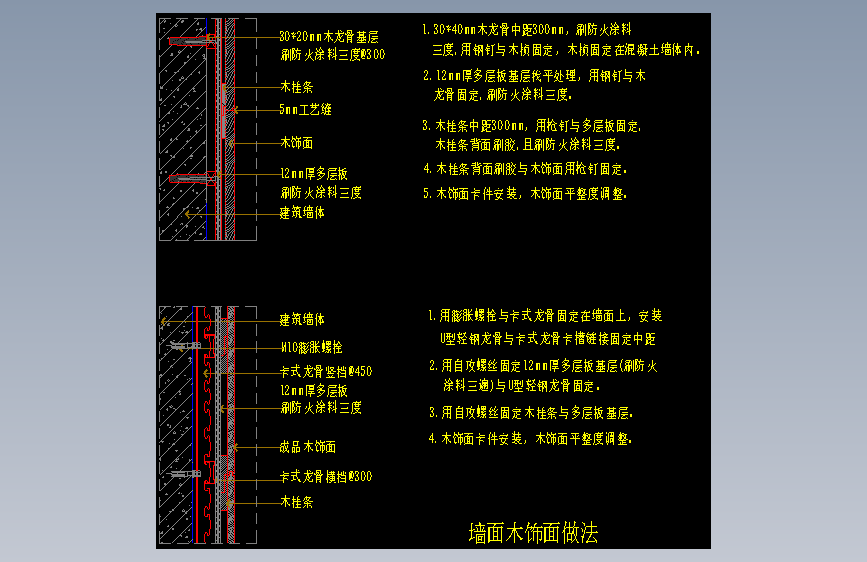 墙面木饰面做法