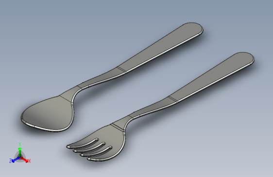 勺子汤勺fork-1 1 STP STL