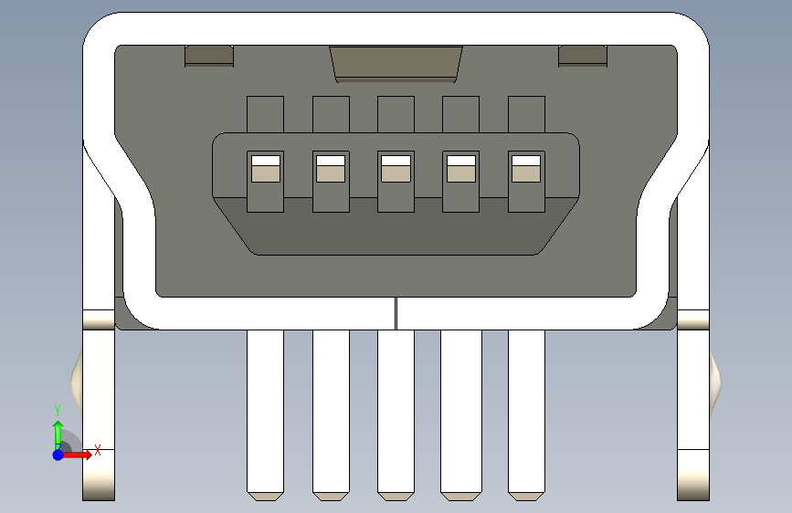 USB连接器,USB 2.0,直角5P母座Mini-B插口 - 920-462A2021D10102 正面视图