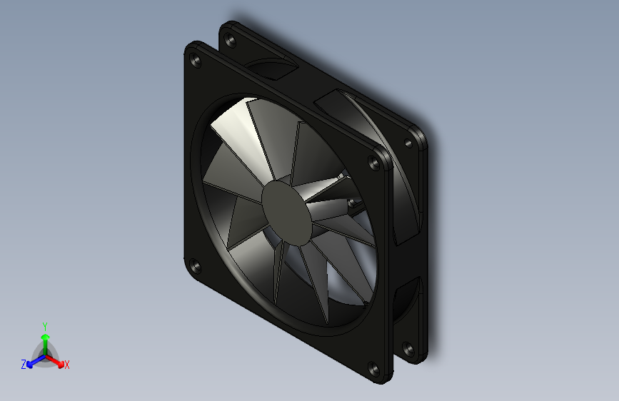 高性能计算机冷却风扇的计算机F3D模型 - 鼓风机类型 (XYZ尺寸)