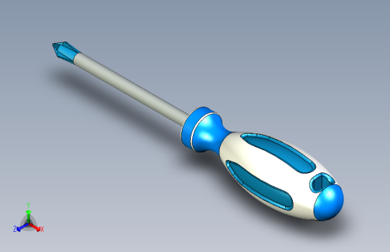 使用SolidWorks 2022制作。这个详细的螺丝刀3D模型在SolidWorks中精确设计，捕捉到了这种基本工具的功能和形态。该模型具有舒适的把手和完美制作的杆身。
