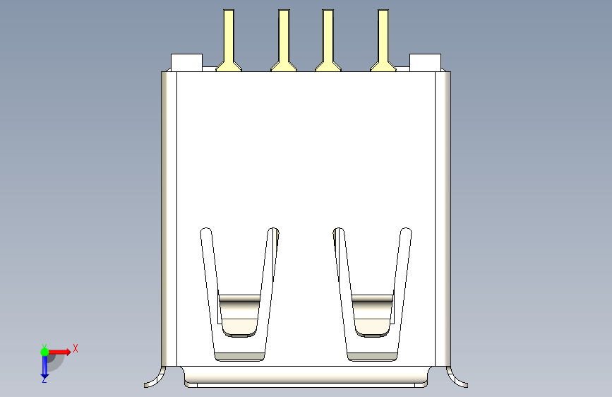 双USB 2.0 Type A母座 180度 8针 俯视图