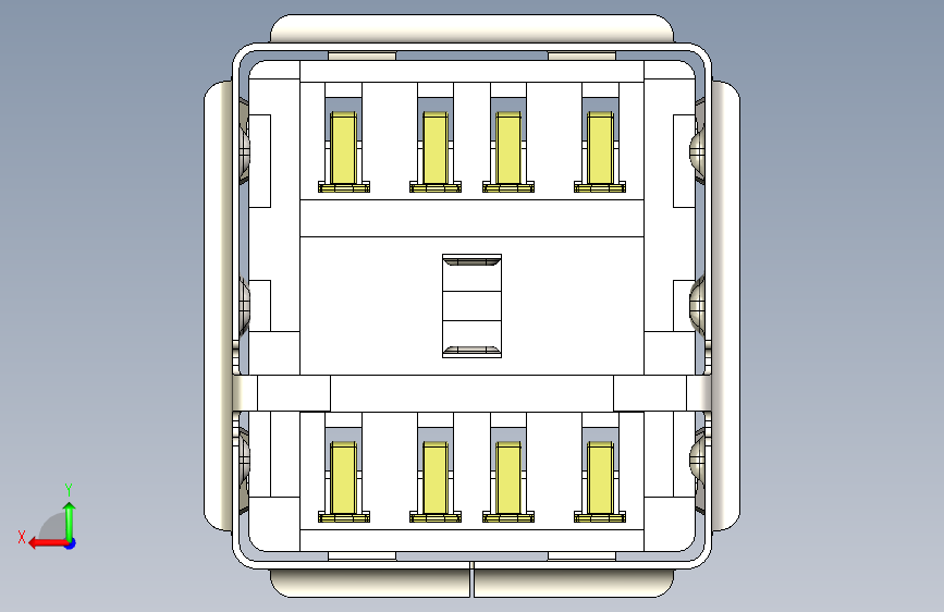 双USB 2.0 Type A母座 180度 8针 背面视图