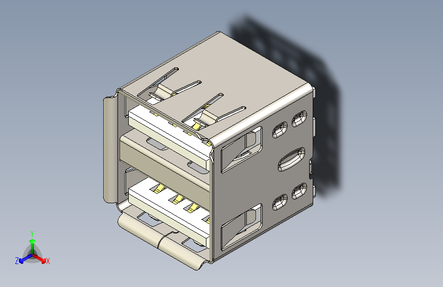 双USB 2.0 Type A母座 180度 8针