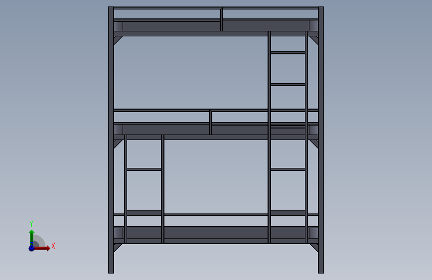 Bunk bed 3 rows 正面视图
