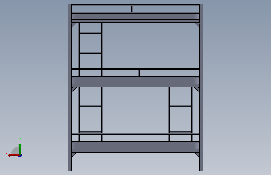 Bunk bed 3 rows 背面视图