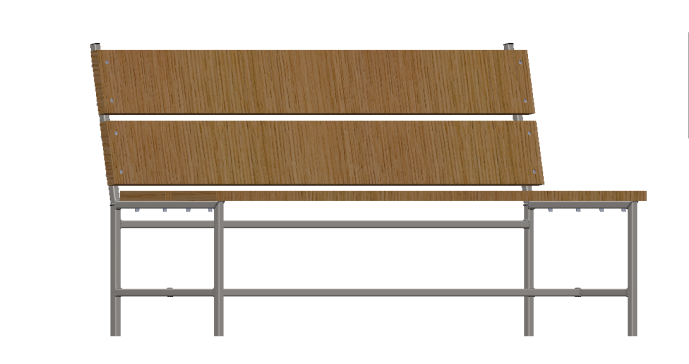 Wooden bench with pipe structure