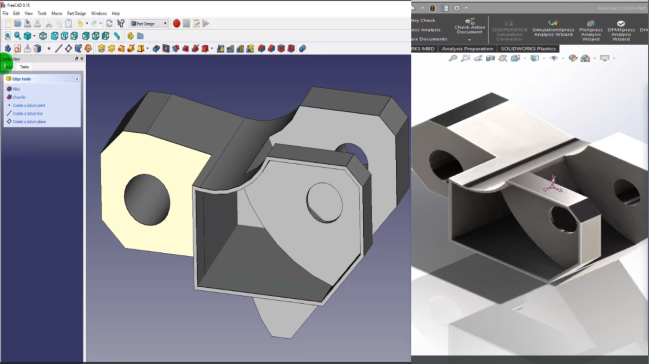 SolidWorks CSWA 零件在 FreeCAD 中制造