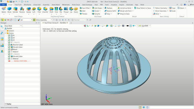 ZW3D 屋顶排水穹顶