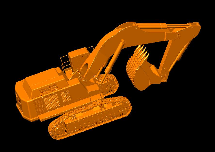 1比12 RC Lebherr 984挖掘机三维建模图纸 stp格式 附dxf平面图纸
