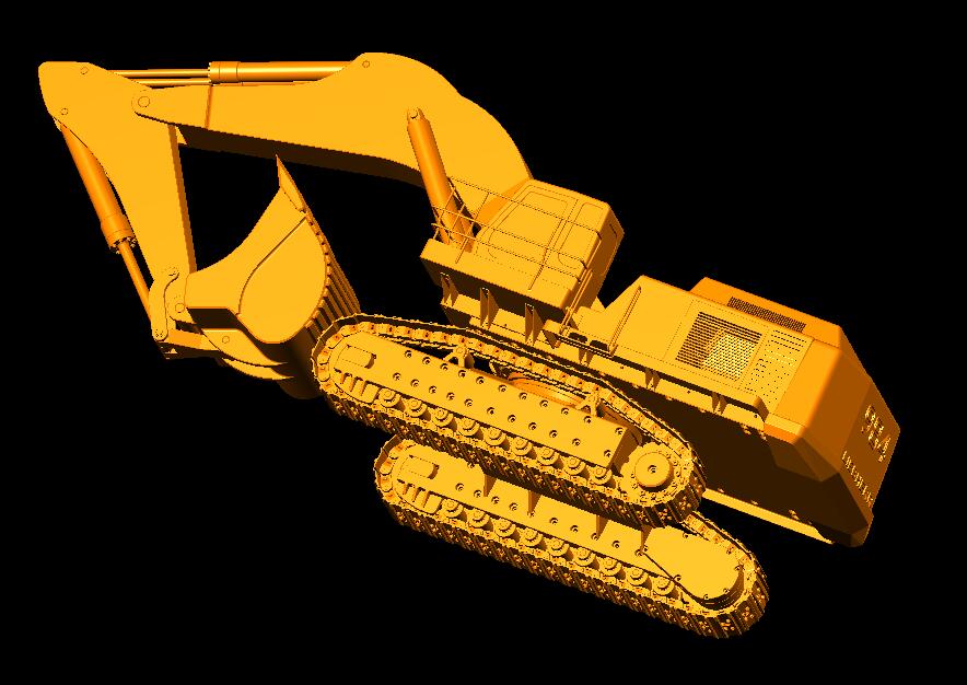 1比12 RC Lebherr 984挖掘机三维建模图纸 stp格式 附dxf平面图纸