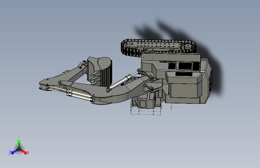1比12 RC Lebherr 984挖掘机三维建模图纸 stp格式 附dxf平面图纸 主视图