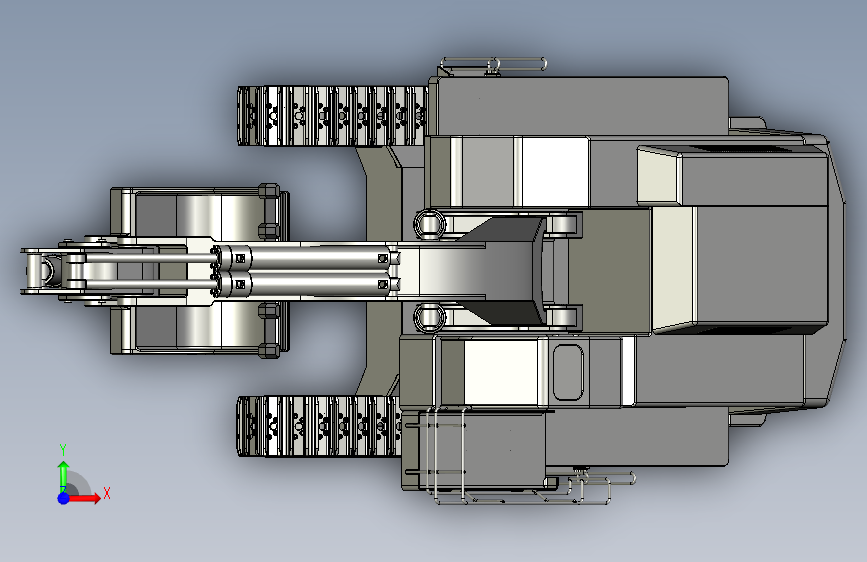 1比12 RC Lebherr 984挖掘机三维建模图纸 stp格式 附dxf平面图纸 正面视图