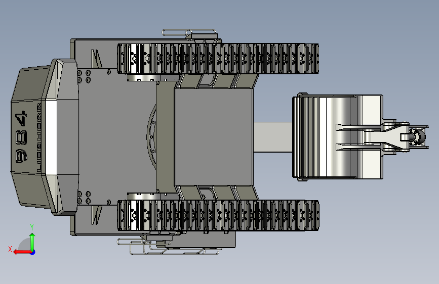 1比12 RC Lebherr 984挖掘机三维建模图纸 stp格式 附dxf平面图纸 背面视图