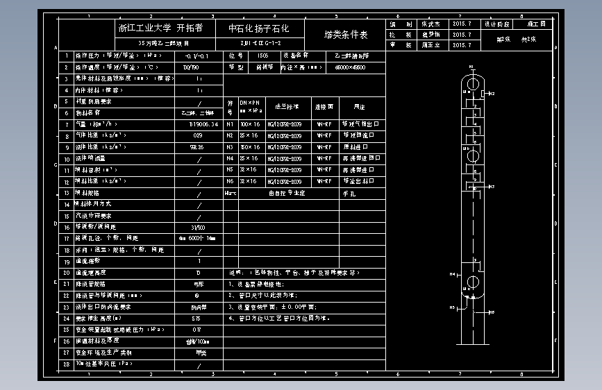 年产35万吨乙二醇项目6.2-塔设备工艺条件图CAD图纸