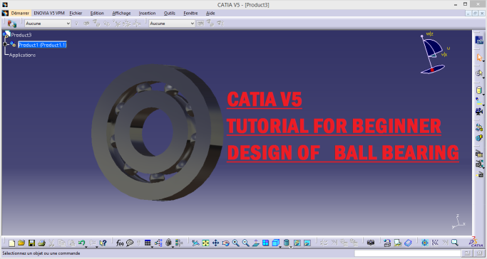 Catia V5 Tutorial- Design of Ball Bearing- Beginner