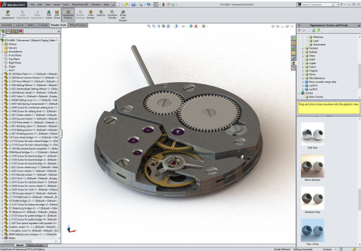 ETA 6498-1型完整腕表机芯3D图纸 Solidworks设计