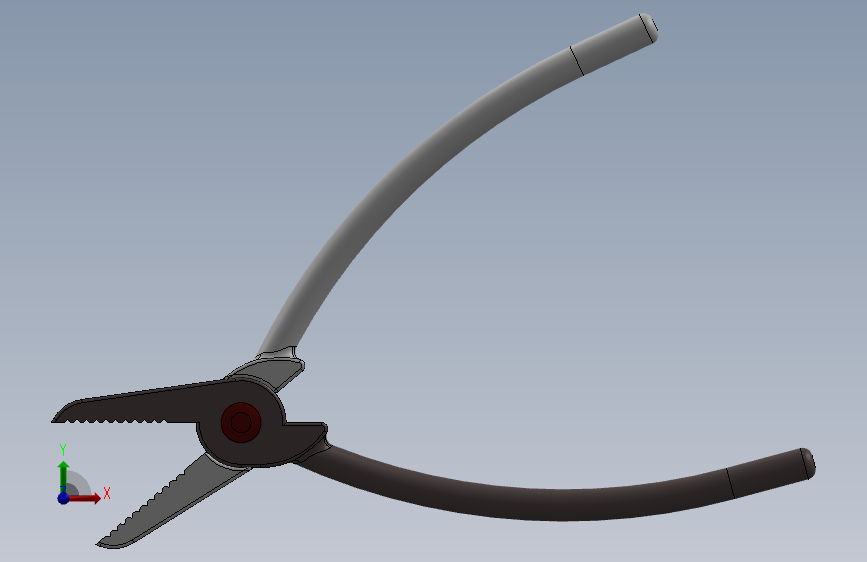 钳子组件 _ SolidWorks 实践模型 (1) 正面视图