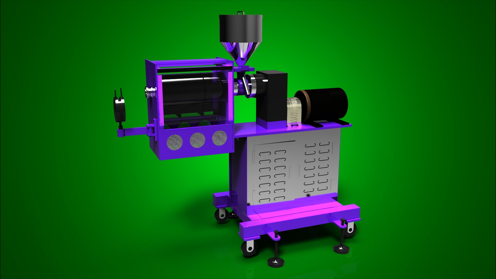 实验室用小型单螺杆挤出机 3D模型SolidWorks三维设计图