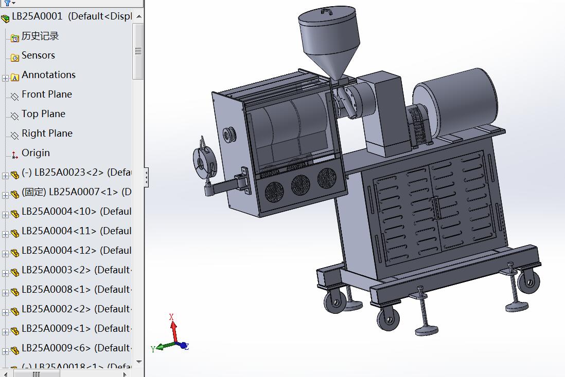 实验室用小型单螺杆挤出机 3D模型SolidWorks三维设计图
